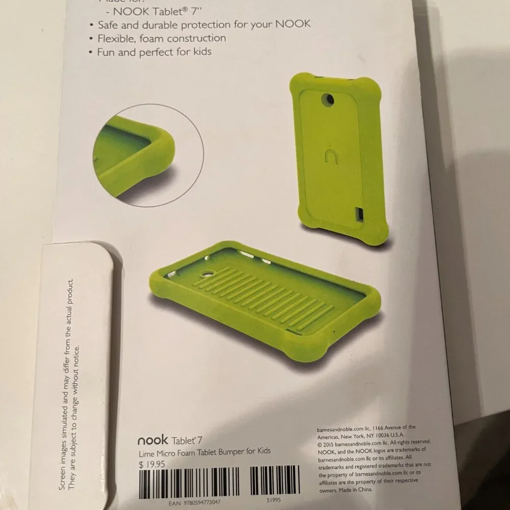 Tablet Bumper for a Kid's Nook T (GREEN) (book/x/NEW) (For 7